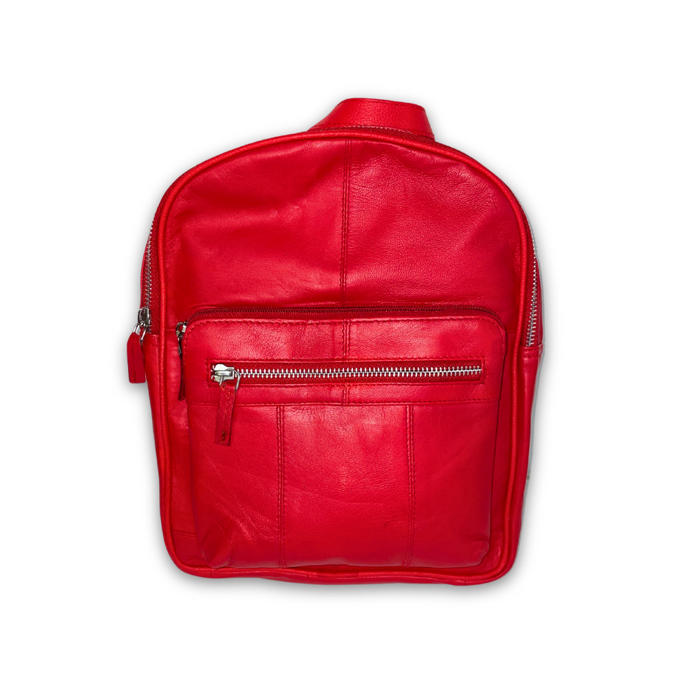 100% Indian Soft Leather Red Backpack (BG-01)