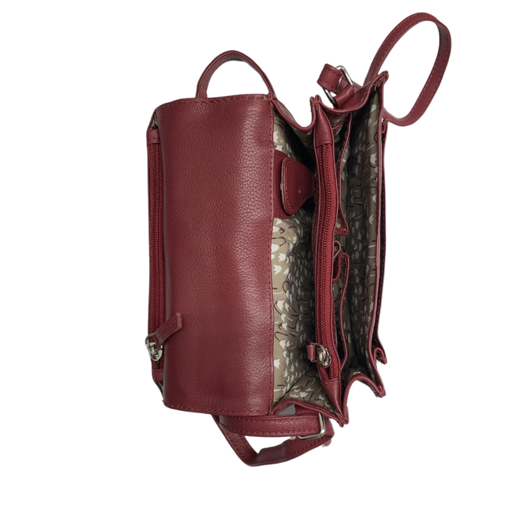 100% Indian Leather Red Crossbody Organizer (S-1644)