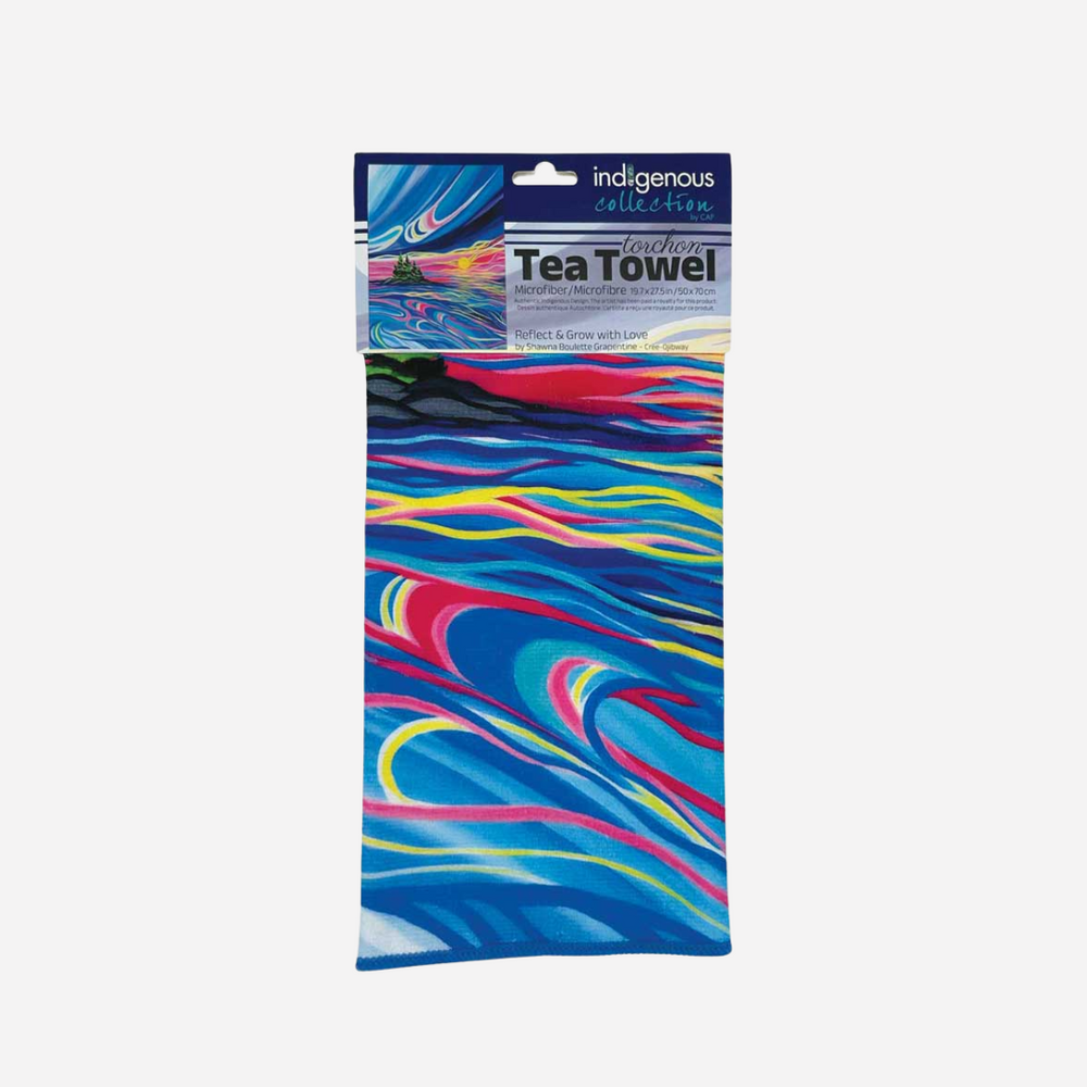 Indigenous Art Tea Towel Reflect & Grow with Love