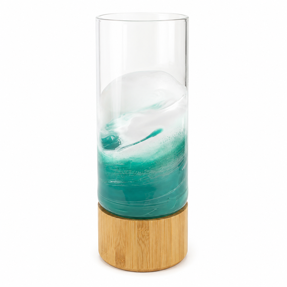 Vase with Bamboo Base Caribbean Blue by Lynn & Liana