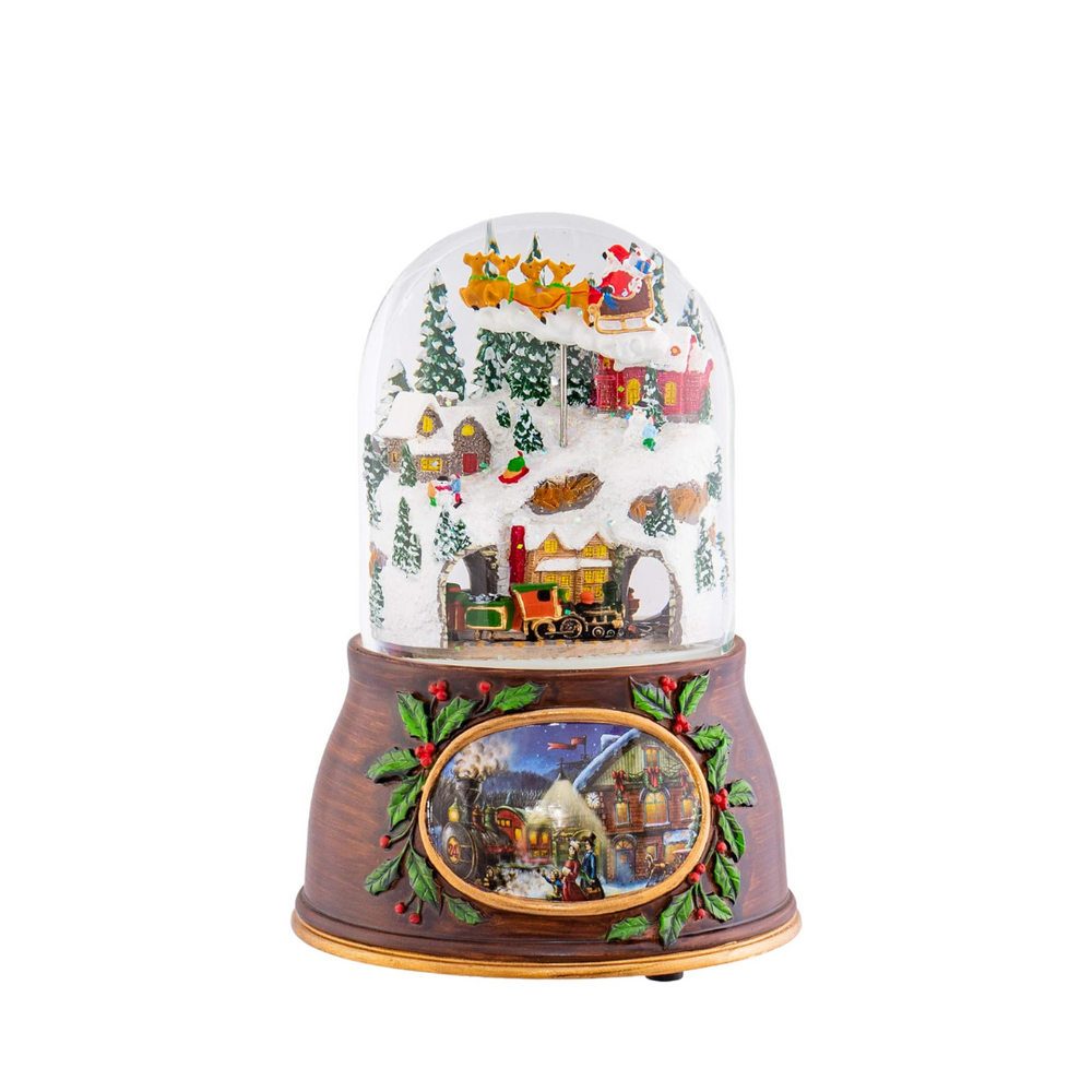 Roman Musical Village w/Train & Santa Claus Dome 6"H (Wind-Up)