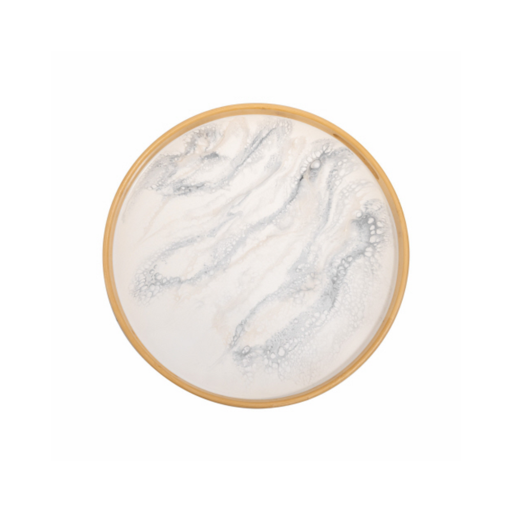 Round Bamboo Tray Marble by Lynn & Liana