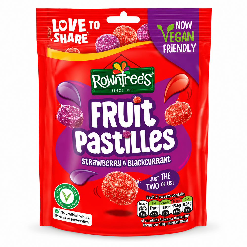 Rowntree Fruit Pastilles Strawberry & Black Currant 143g