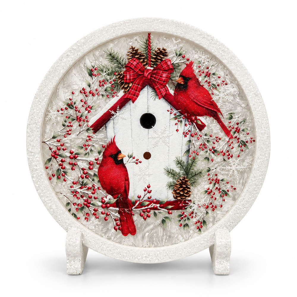 SC Cardinals on Birdhouse Pre-Lit Glass Decor
