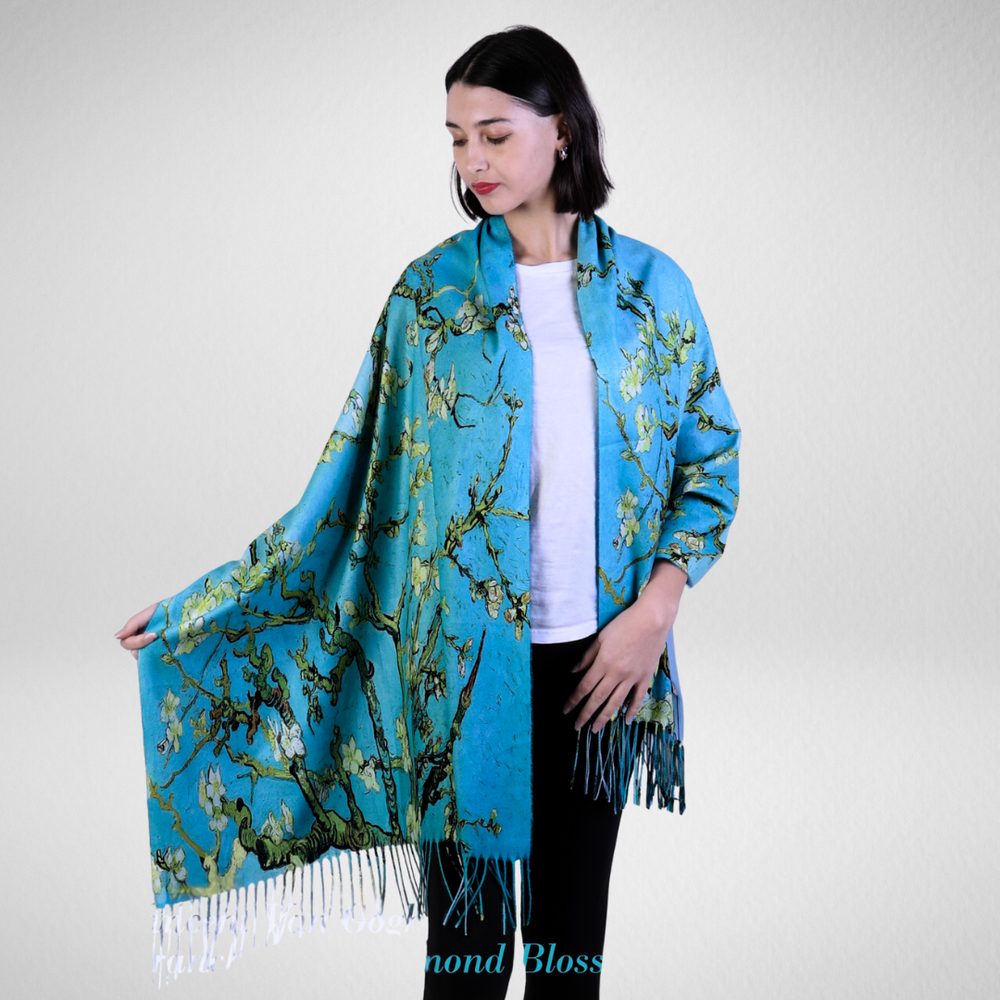 Grand-Almond Blossom Oil Painting Scarf (SF1773)