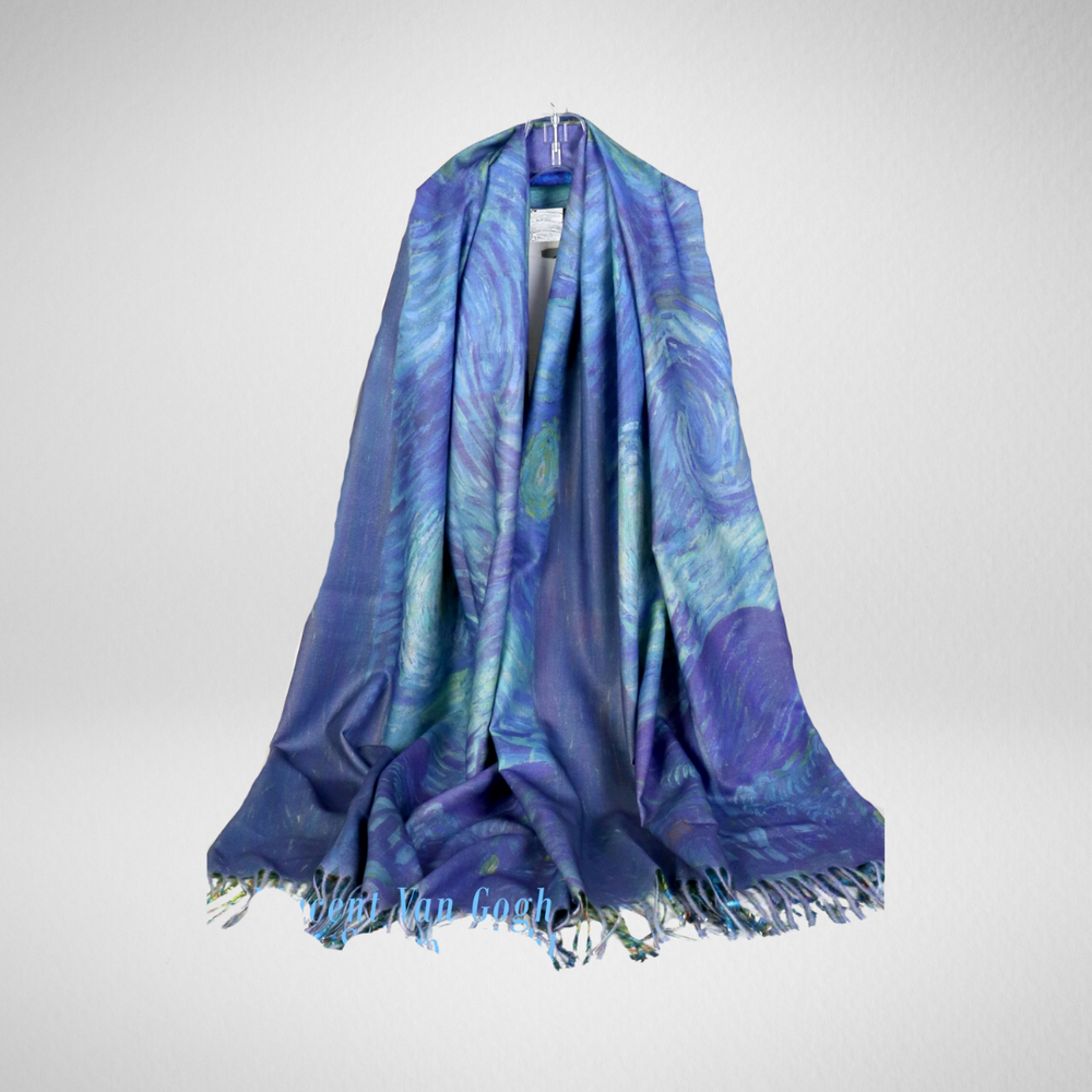 Grand-Pavement Cafe at Night/Starry Night Oil Painting Scarf (Double-Sided)