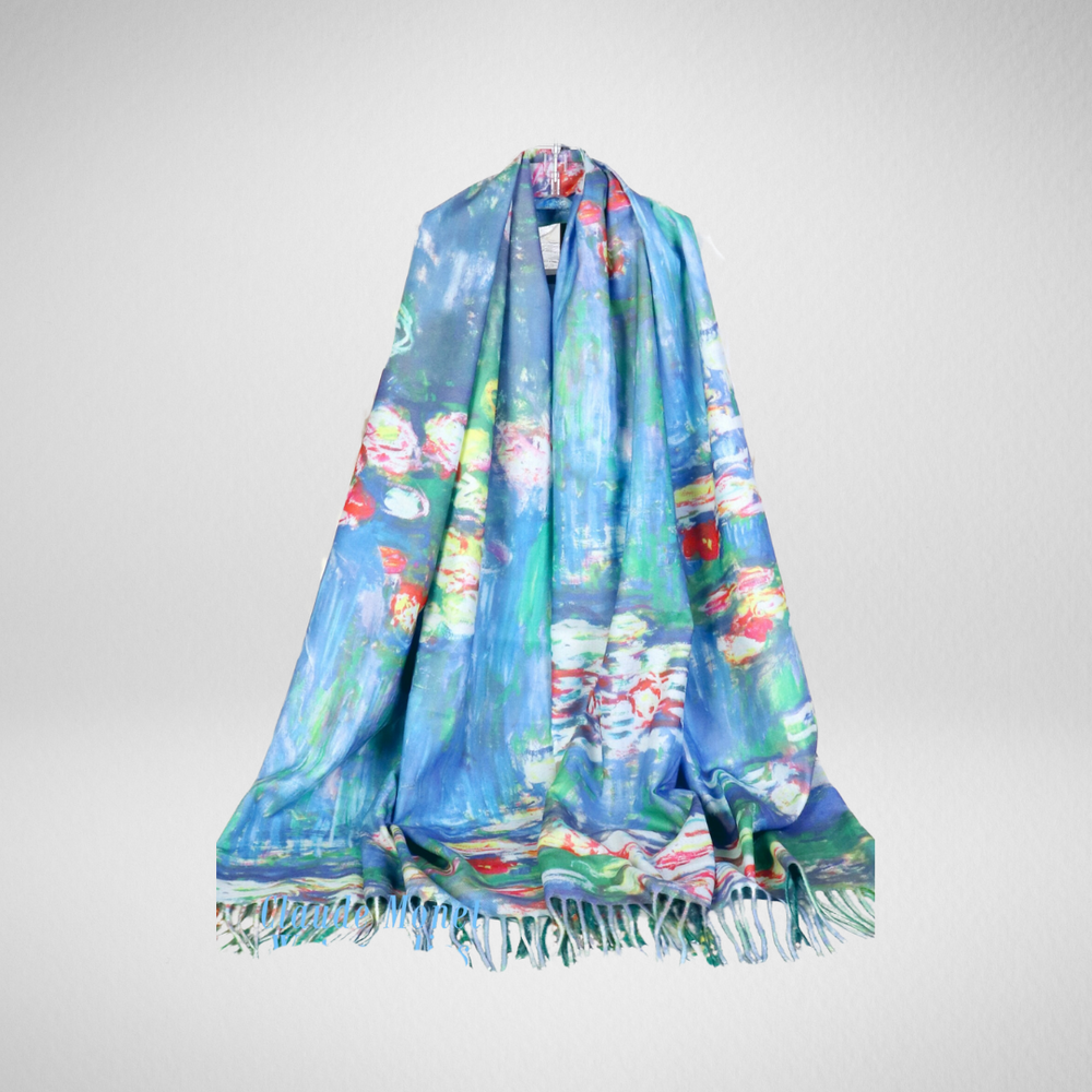 Grand-Promenade/Water Lilies Oil Painting Scarf (Double-Sided)