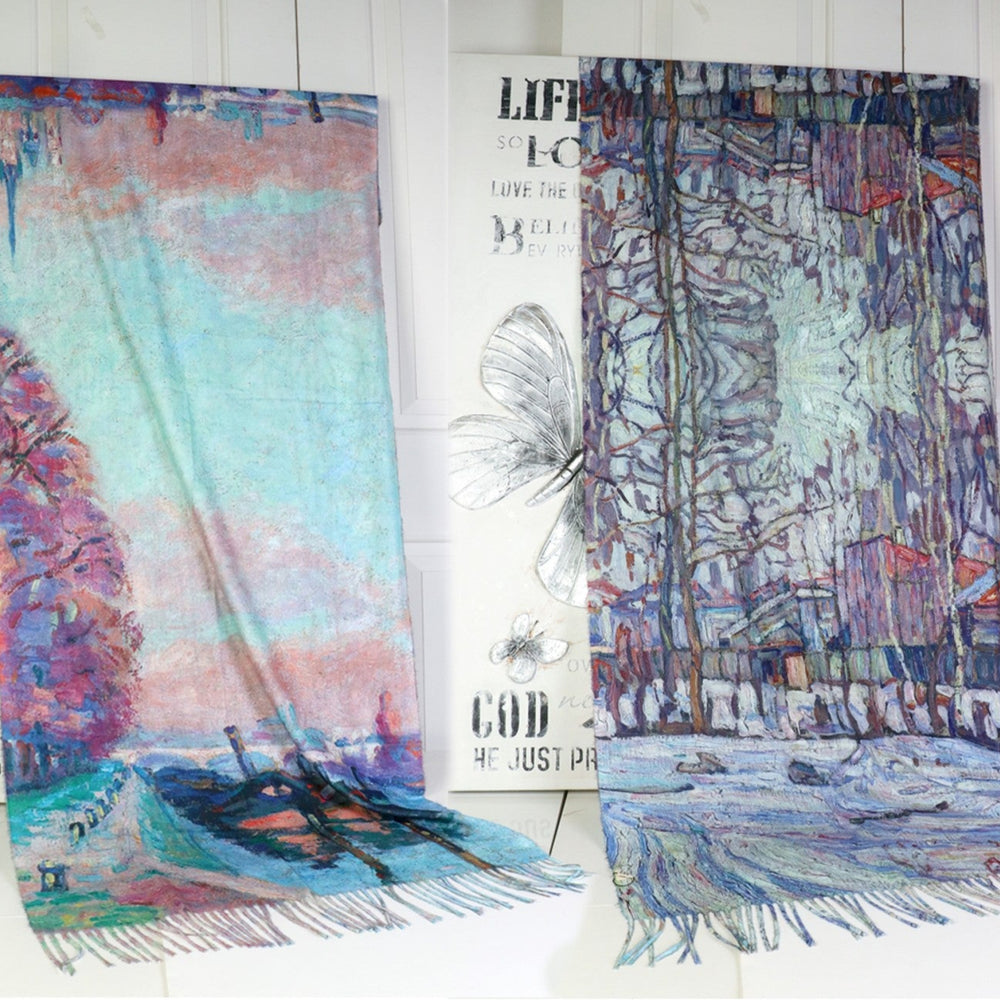 Grand - Winter Double-Sided Oil Painting Scarf