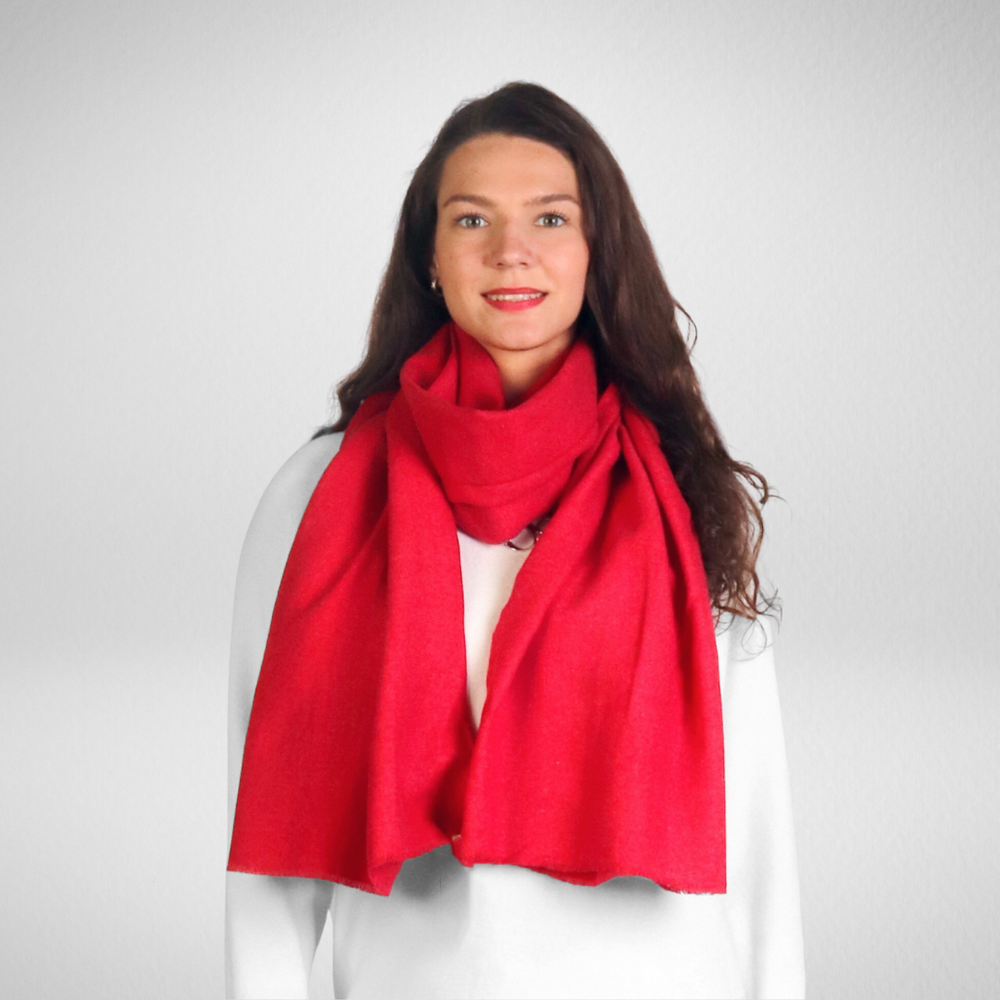 Grand-Solid Cashmere Feel Scarf-Red