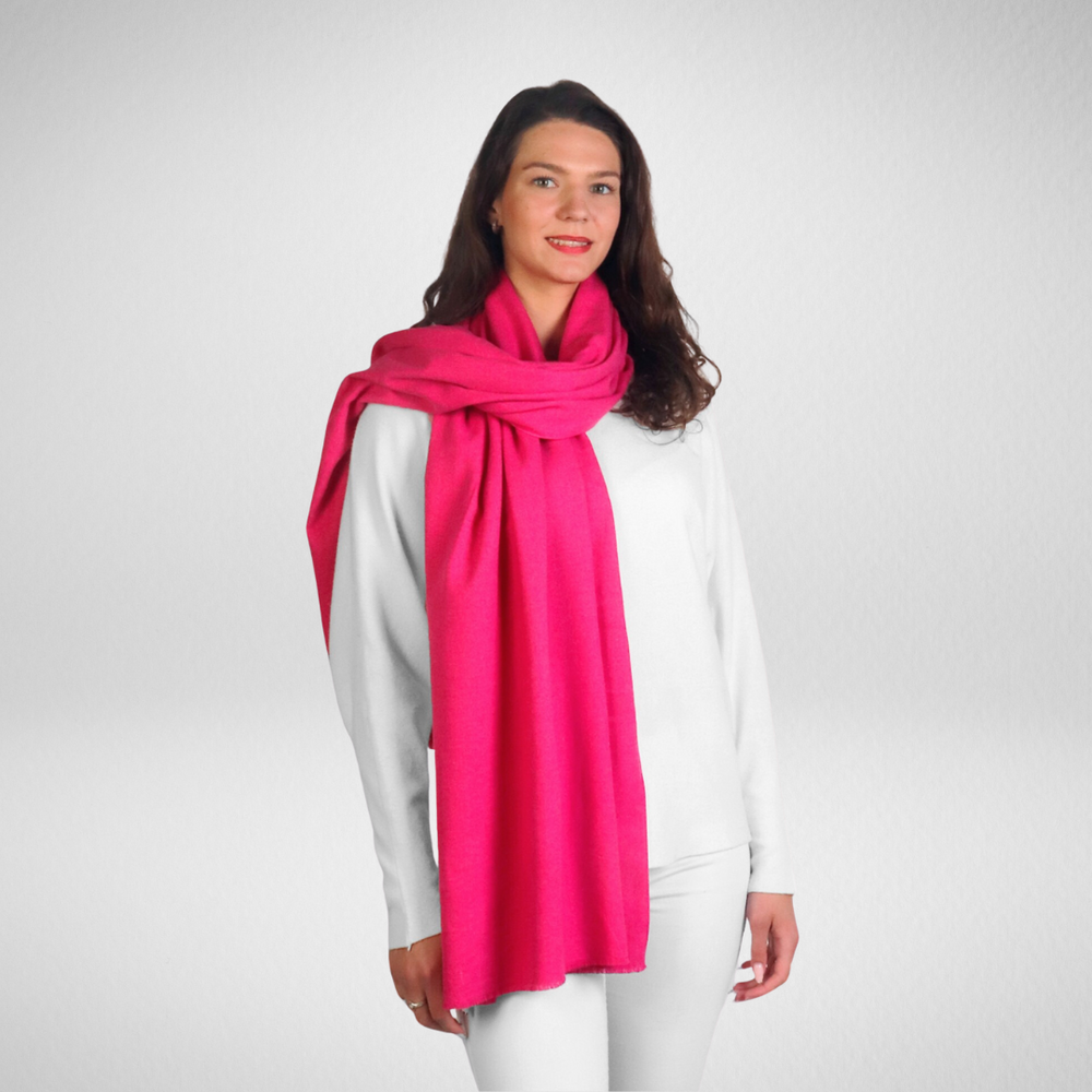 Grand-Solid Cashmere Feel Scarf-Fushia