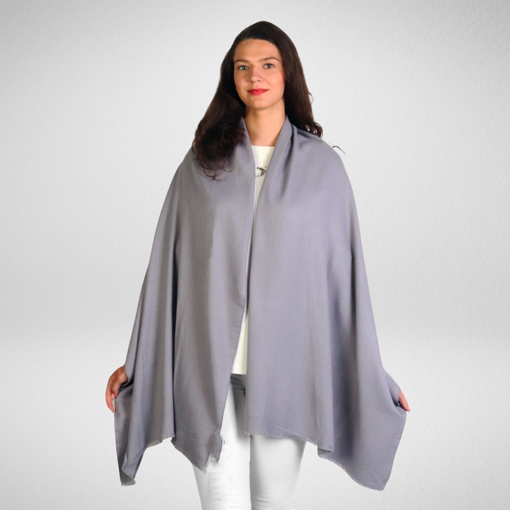 Grand-Solid Cashmere Feel Scarf-Light Grey