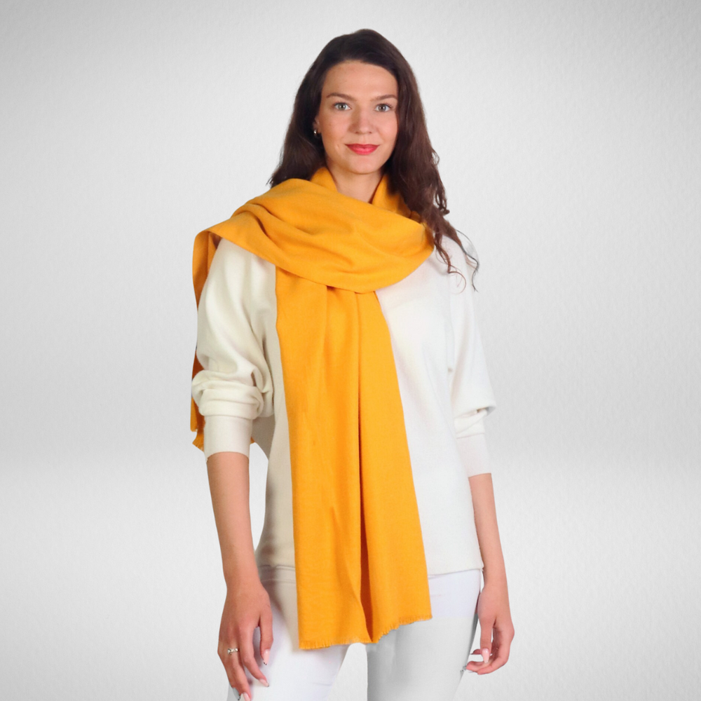 Grand-Solid Cashmere Feel Scarf-Yellow