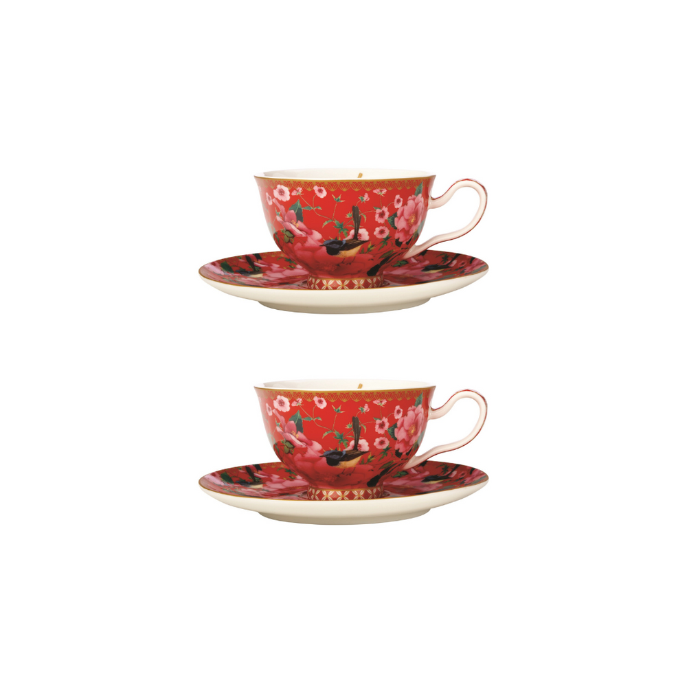 Maxwell & Williams Silk Red Demi Cup & Saucer Pair