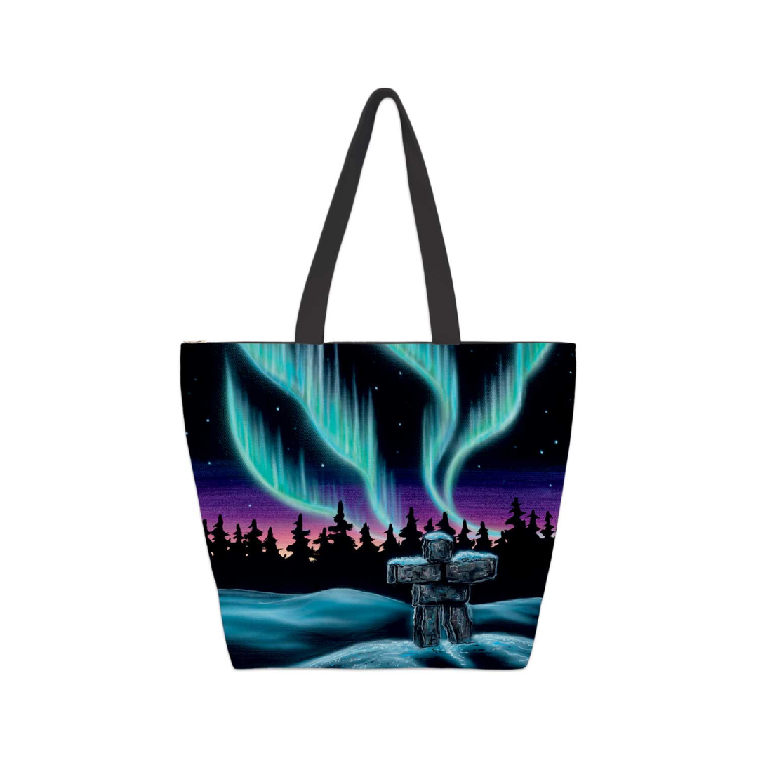 Indigenous Art Tote Bag-Sky Dance Inukshuk – Rob McIntosh