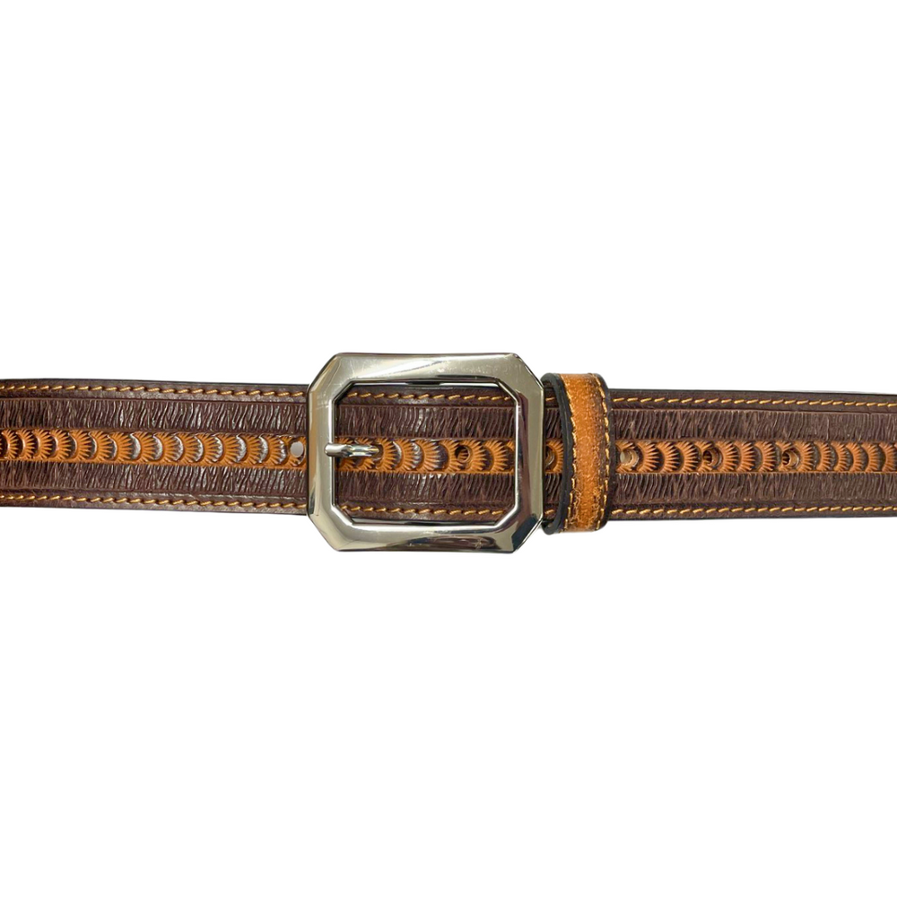 Tan/Brown Engraved Design Belt (SR-760)