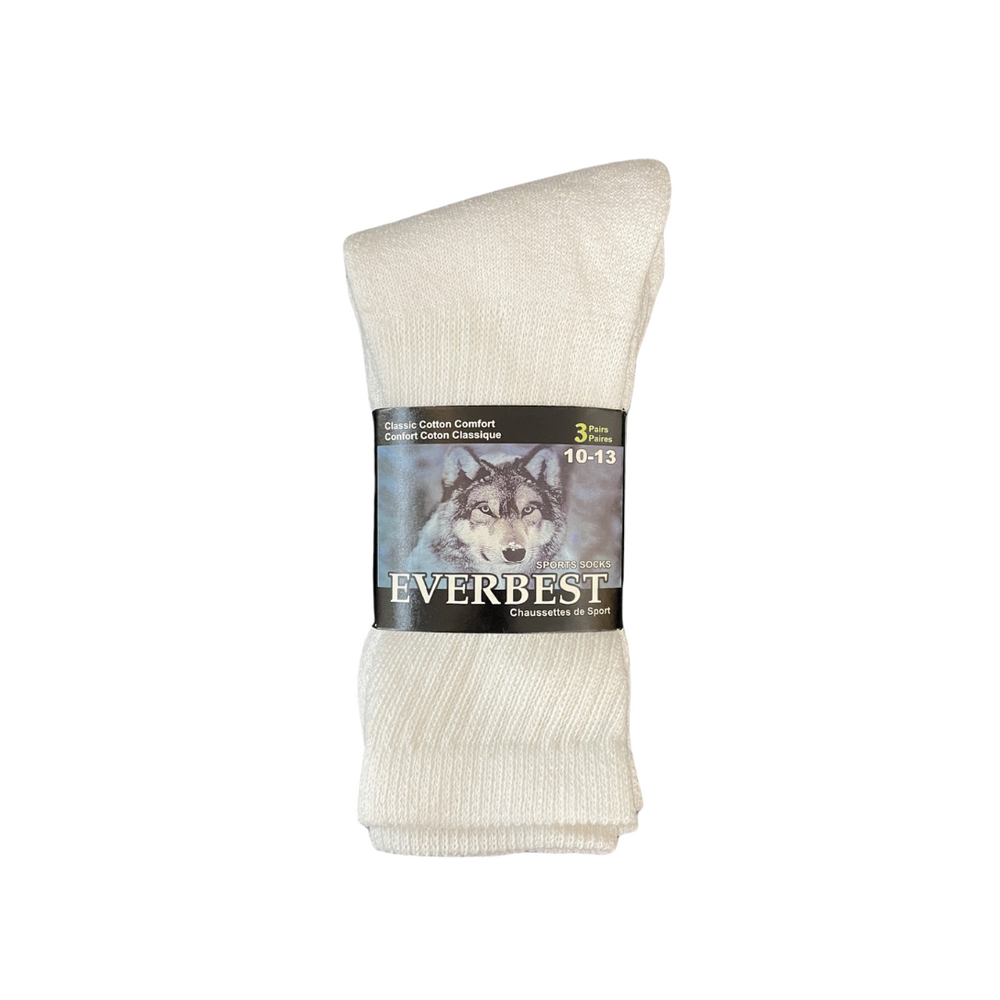 Men’s Everbest Crew Socks 3PK - White