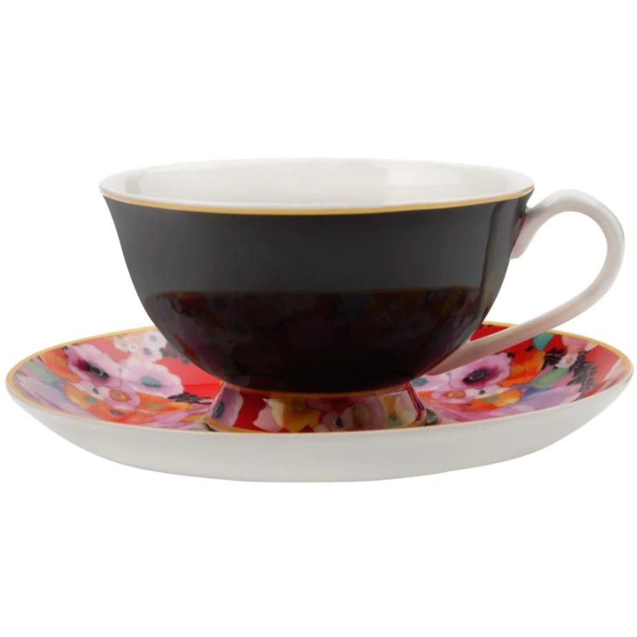 Maxwell & Williams Bloems Cup & Saucer - Black