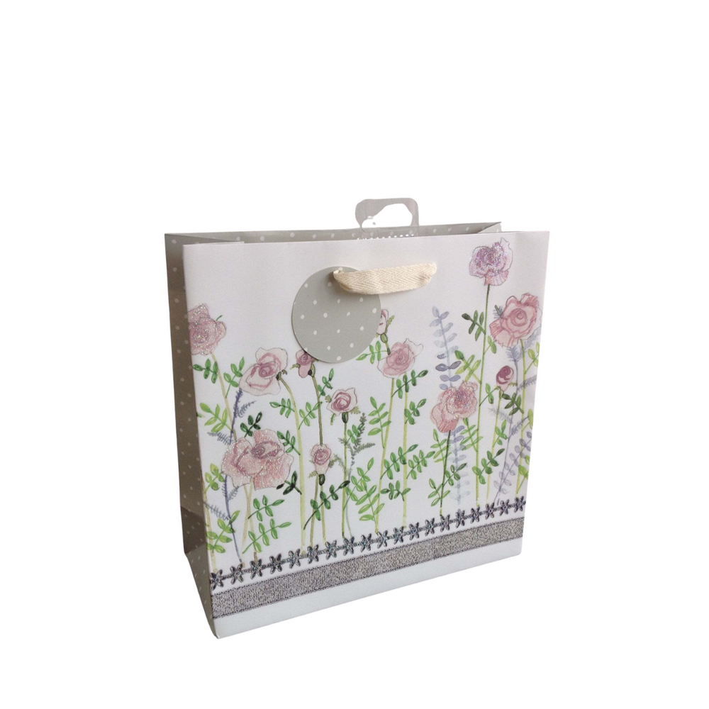 Alex Clark Medium Gift Bag - Silver Roses