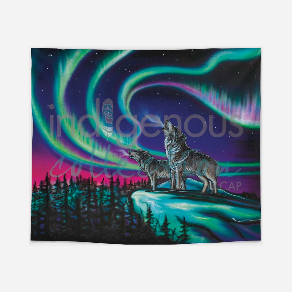 Indigenous Art Blanket - Sky Dance Wolf Song