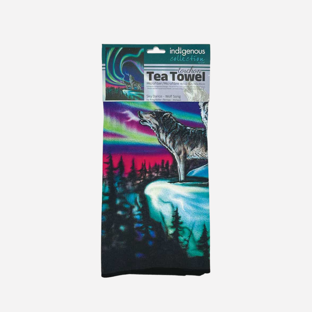 Indigenous Art Tea Towel Sky Dance - Wolf Song