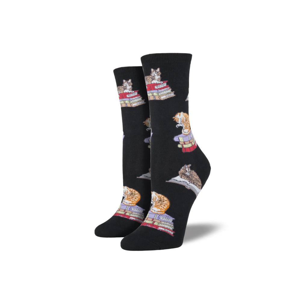 Socksmith Cats On Books Black - Black