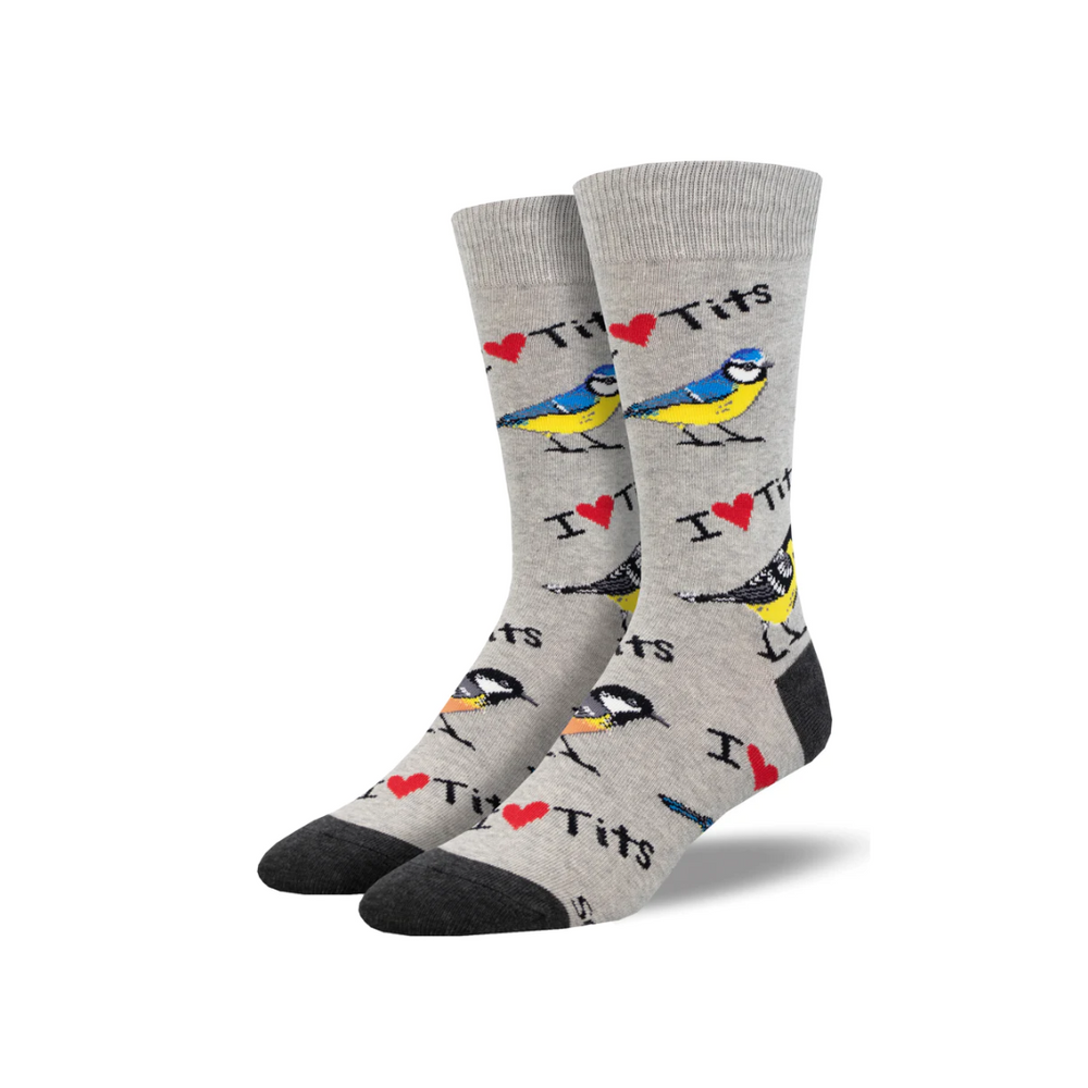 Socksmith I Heart Tits - Light Gray Heather