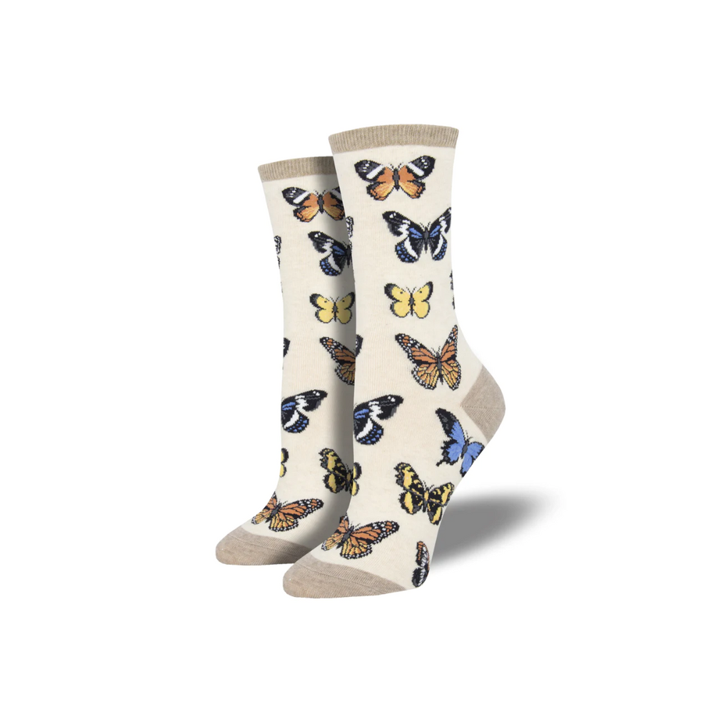 Socksmith Majestic Butterflies - Ivory Heather