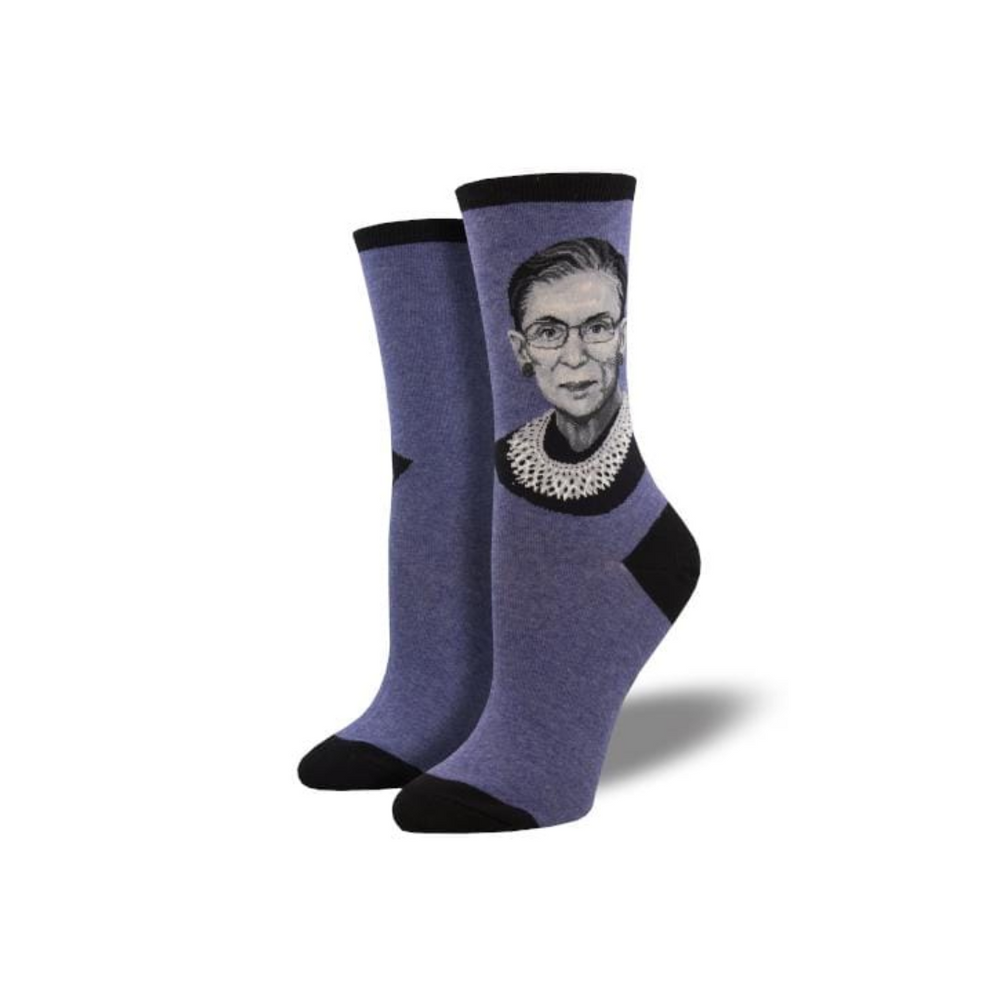 Socksmith Ruth Bader Ginsburg Portrait - Blue Heather