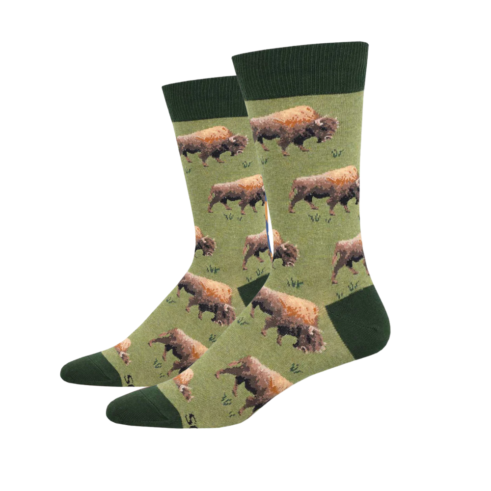Socksmith Grazing Bison - Green Heather
