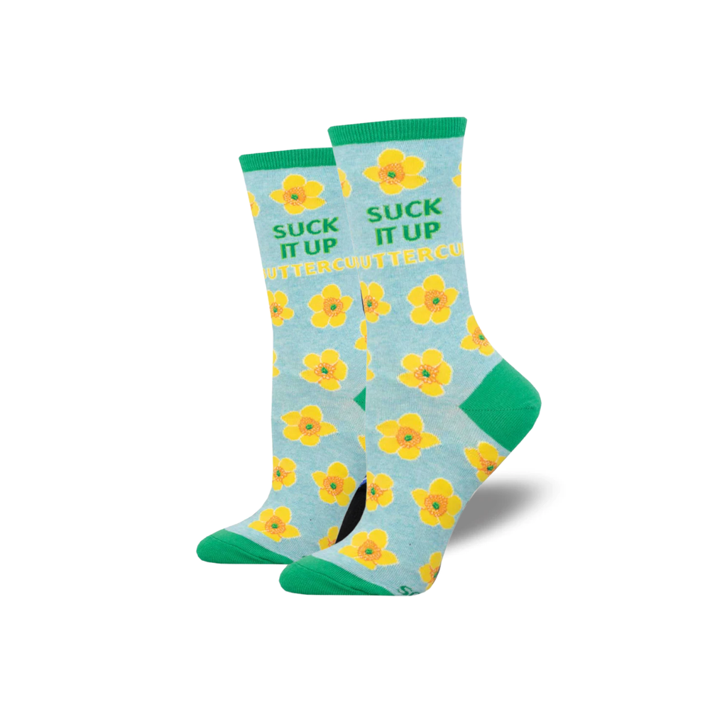 Socksmith Suck It Up Buttercup - Blue Heather