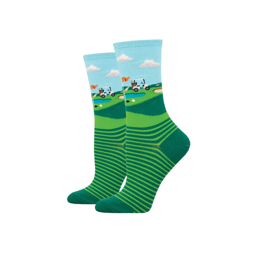 Abolutely for that Golfer with a green base and a cart at top.  White background