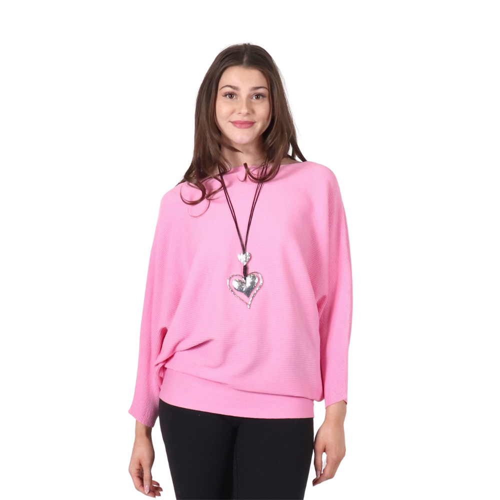 Grand Solid Pink Loose Fitting Top