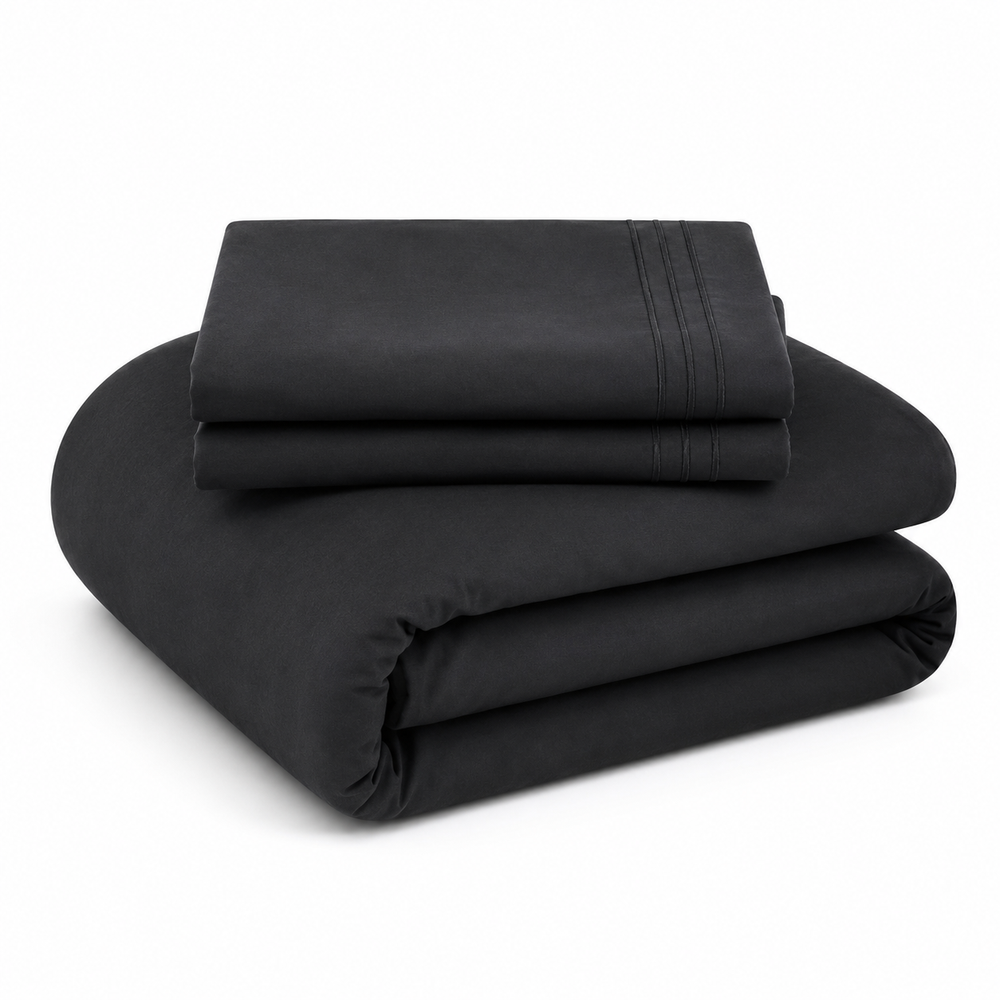 Solid Duvet Cover Set - Black