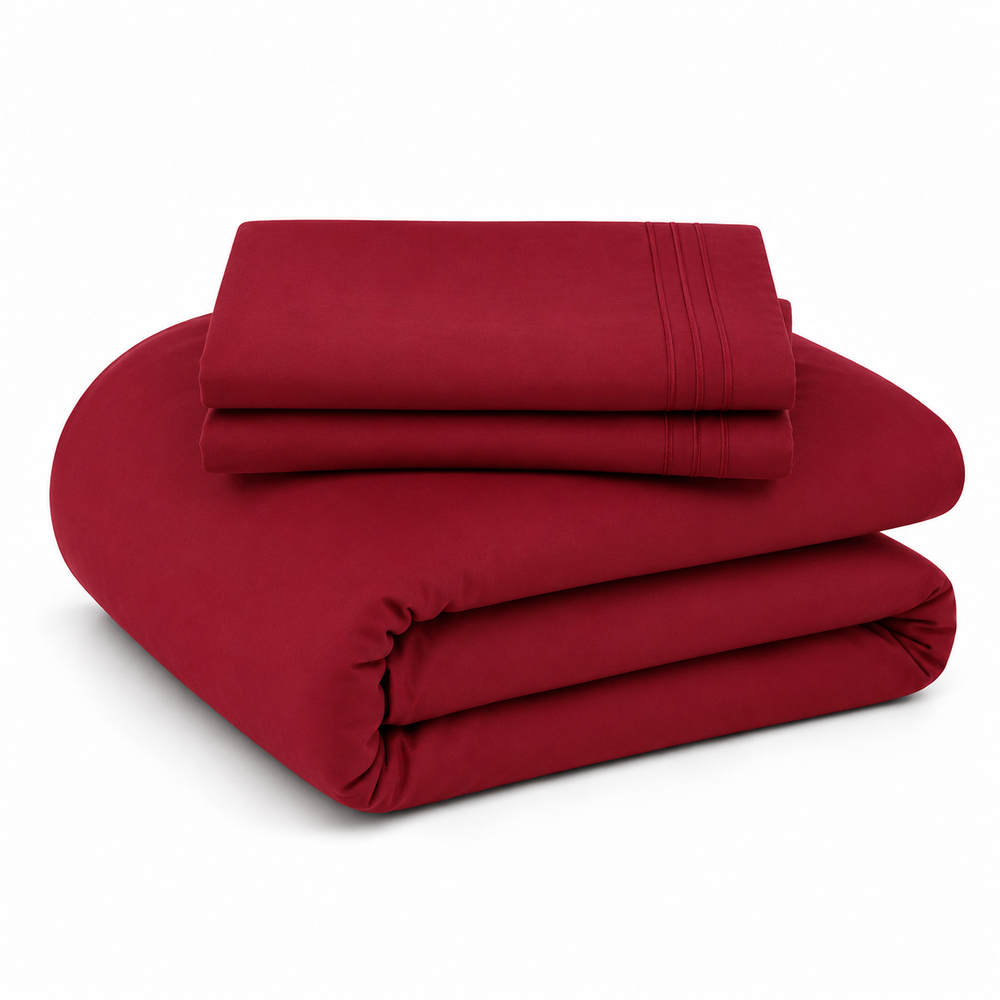 Solid Duvet Cover Set - Burgundy