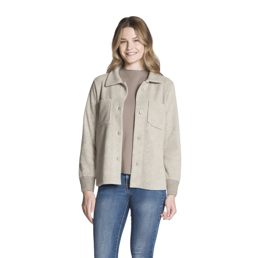 Solid Button Front Jacket with Chest Pockets - Taupe