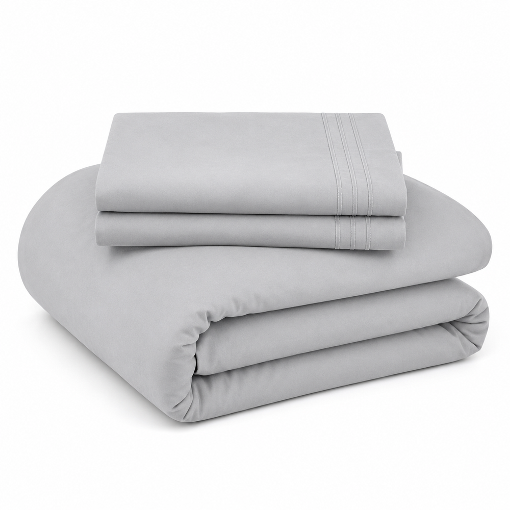 Solid Duvet Cover Set - Light Grey