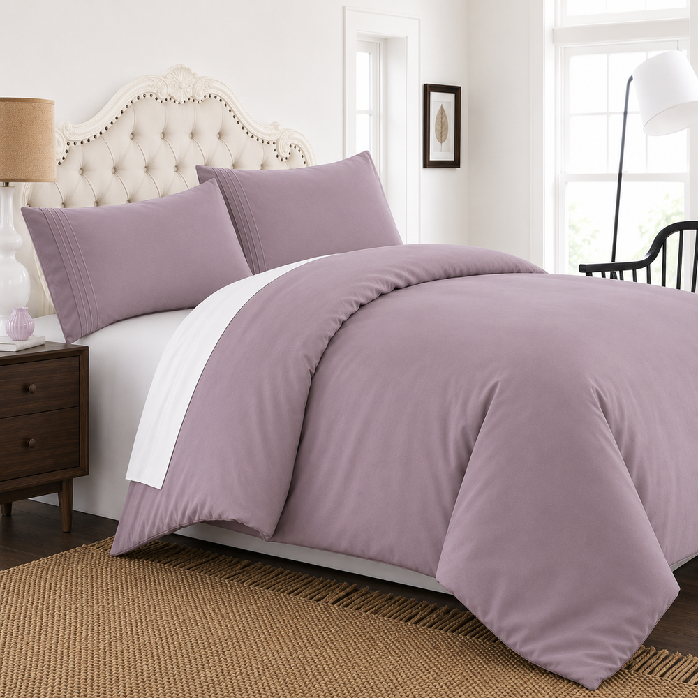 Solid Duvet Cover Set - Lilac