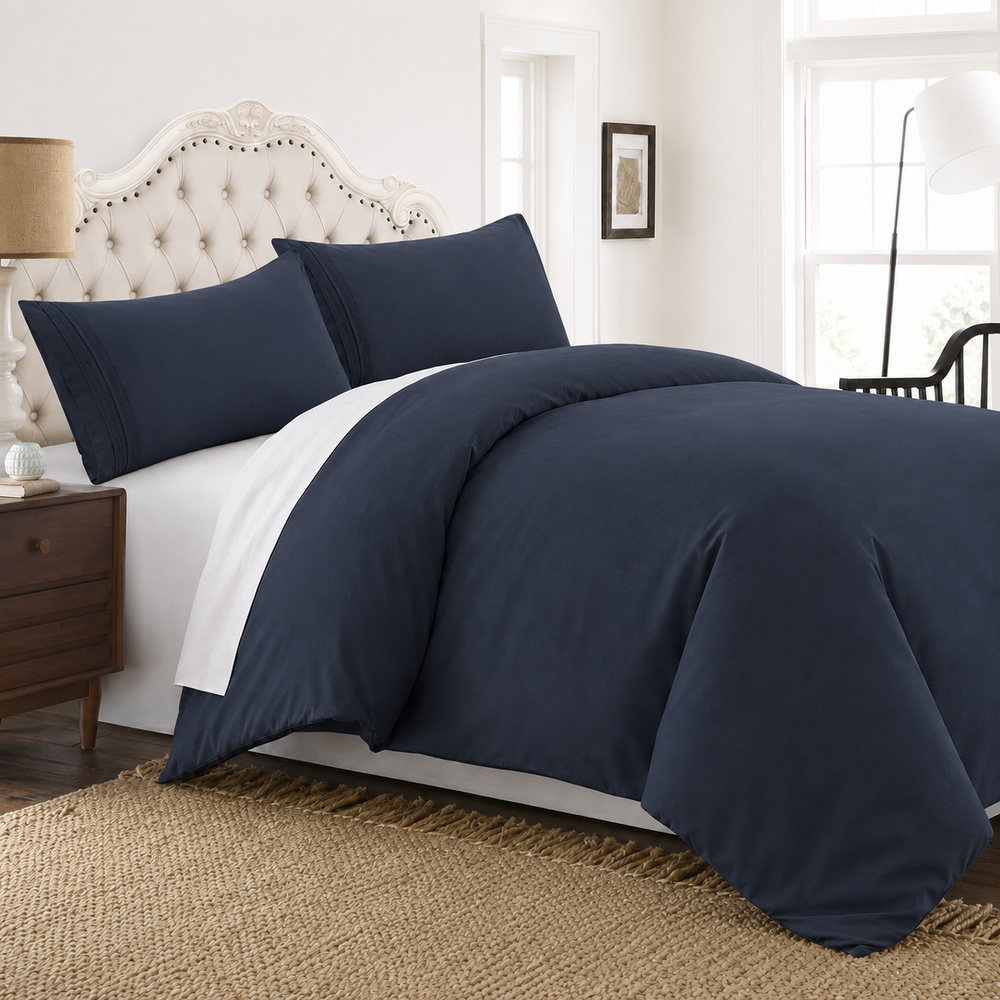 Solid Duvet Cover Set - Navy