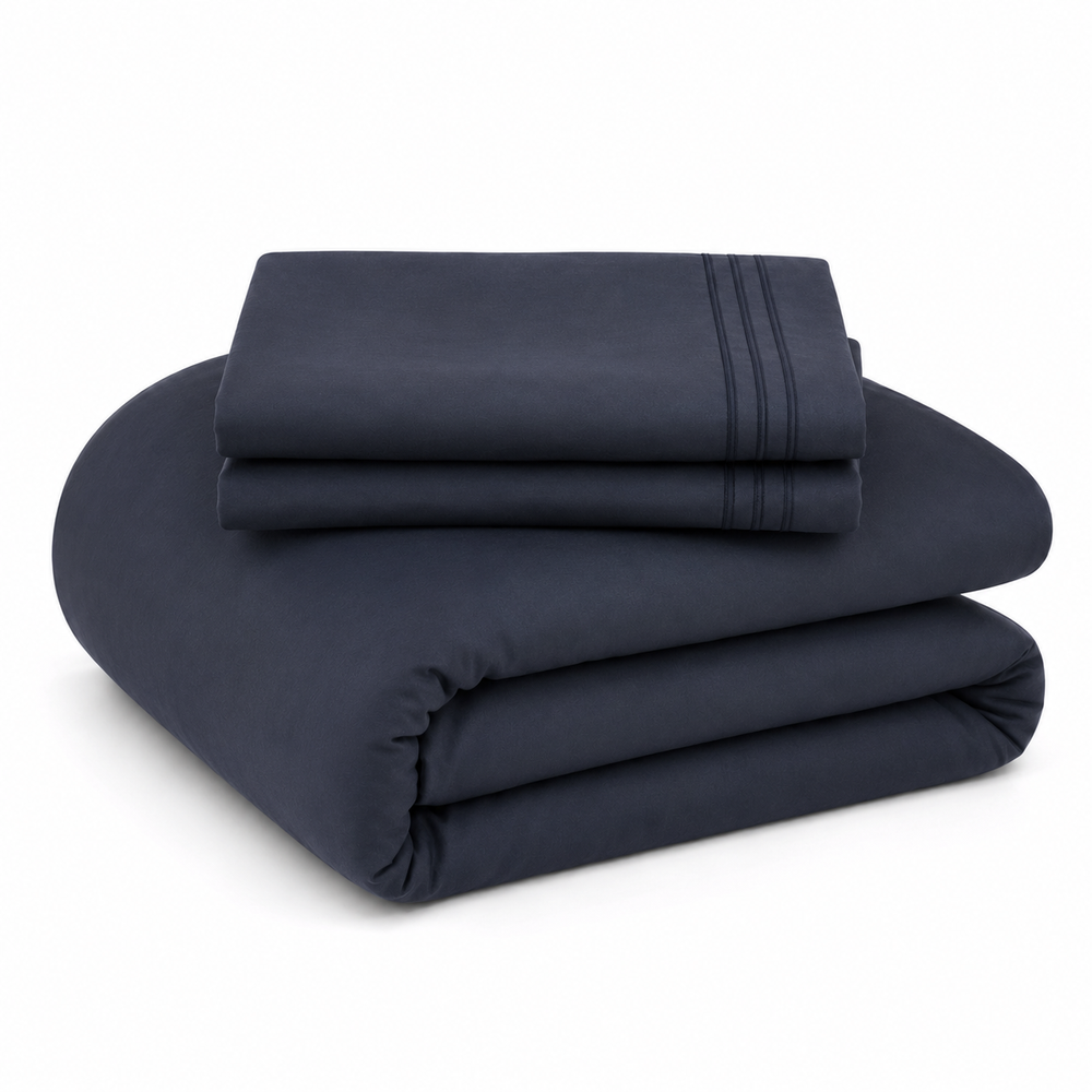 Solid Duvet Cover Set - Navy