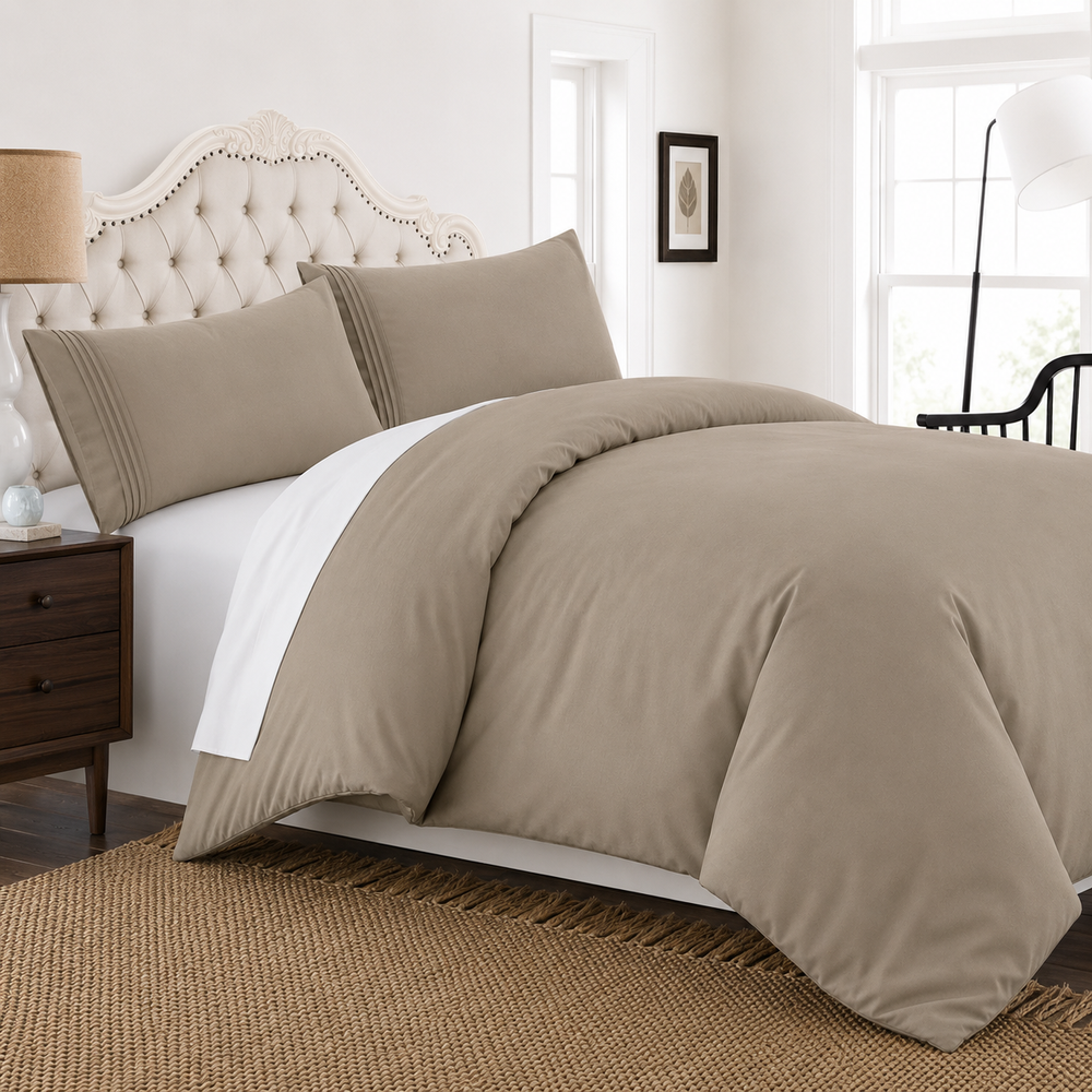 Solid Duvet Cover Set - Taupe