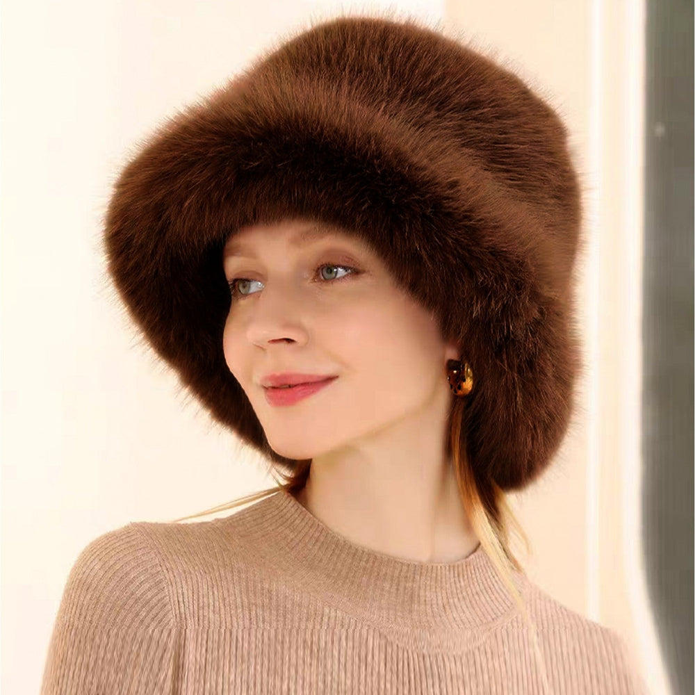 Grand Solid Coffee Fuzzy Hat with Brim