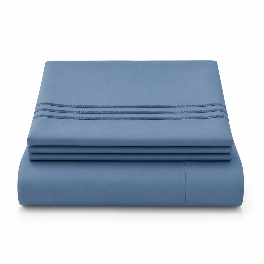 Solid Folded Captain Blue Sheet Set