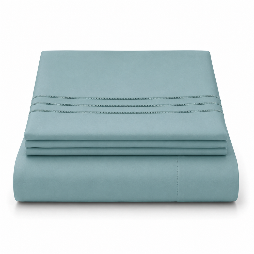 Solid Folded Light Blue Sheet Set