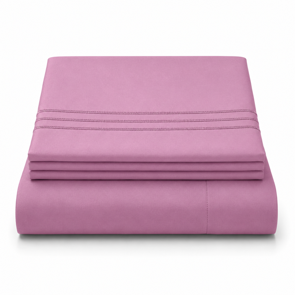 Solid Folded Purple Sheet Set