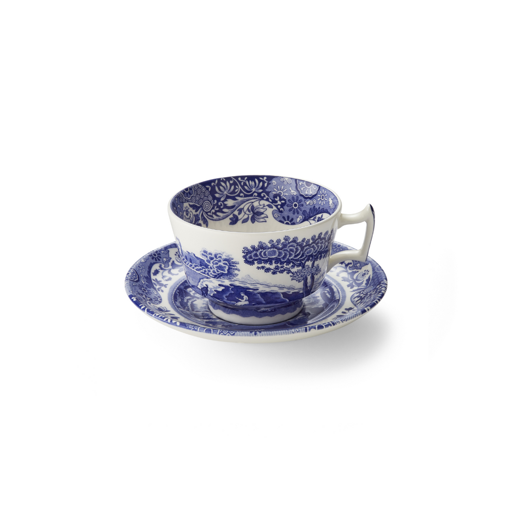 Spode Blue Italian Teacup Tall & Saucer (7oz)