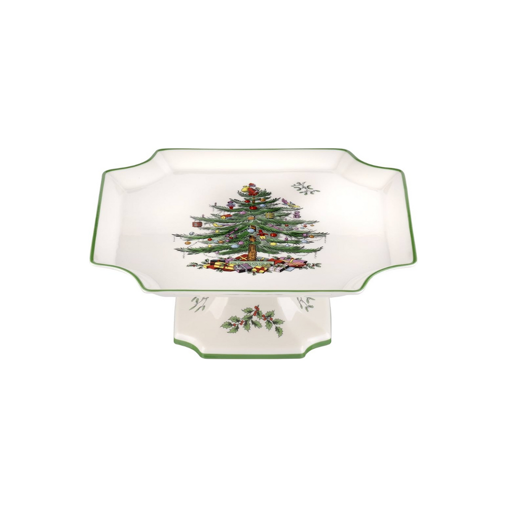 Spode Christmas Tree Square Footed Cake Plate
