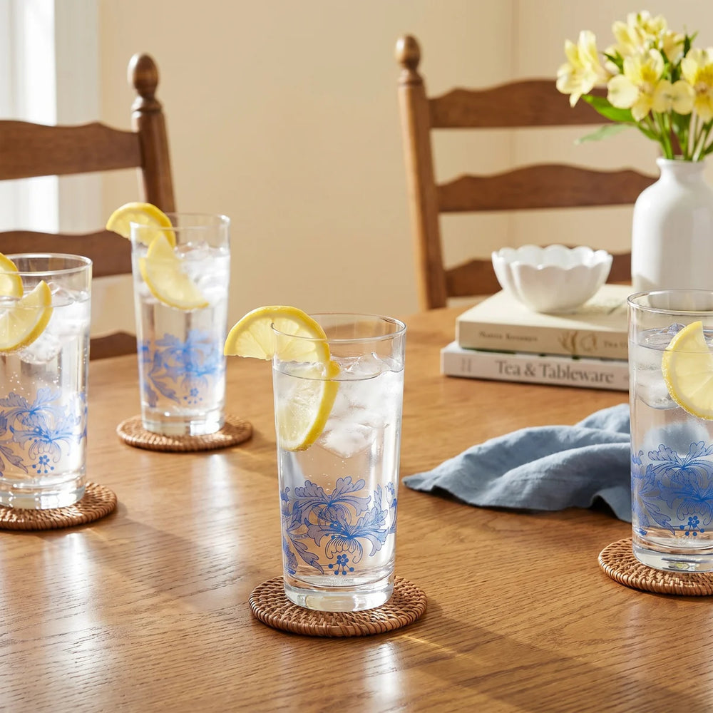 Spode Blue Italian Highball Glasses Set of 4