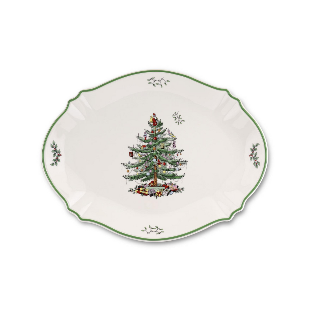 Spode Christmas Tree Sculpted Oval Platter 17"