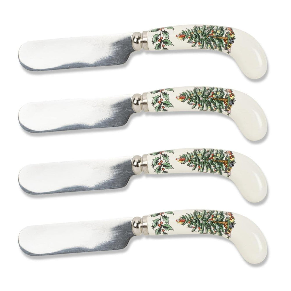 4 Spreaders with Spode Christmas Tree pattern on white background