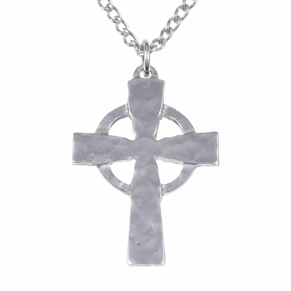 St Justin Celtic Circle Beaten Cross Pendant
